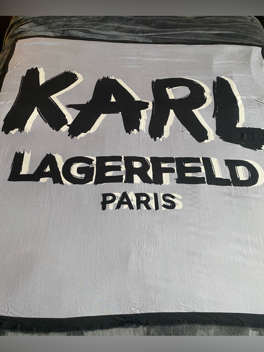 Karl Lagerfeld Light Gray Tee with Black & Cream Logo